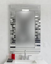 Decorative Silver Strip Bathroom Mirror – 80 x 120 cm